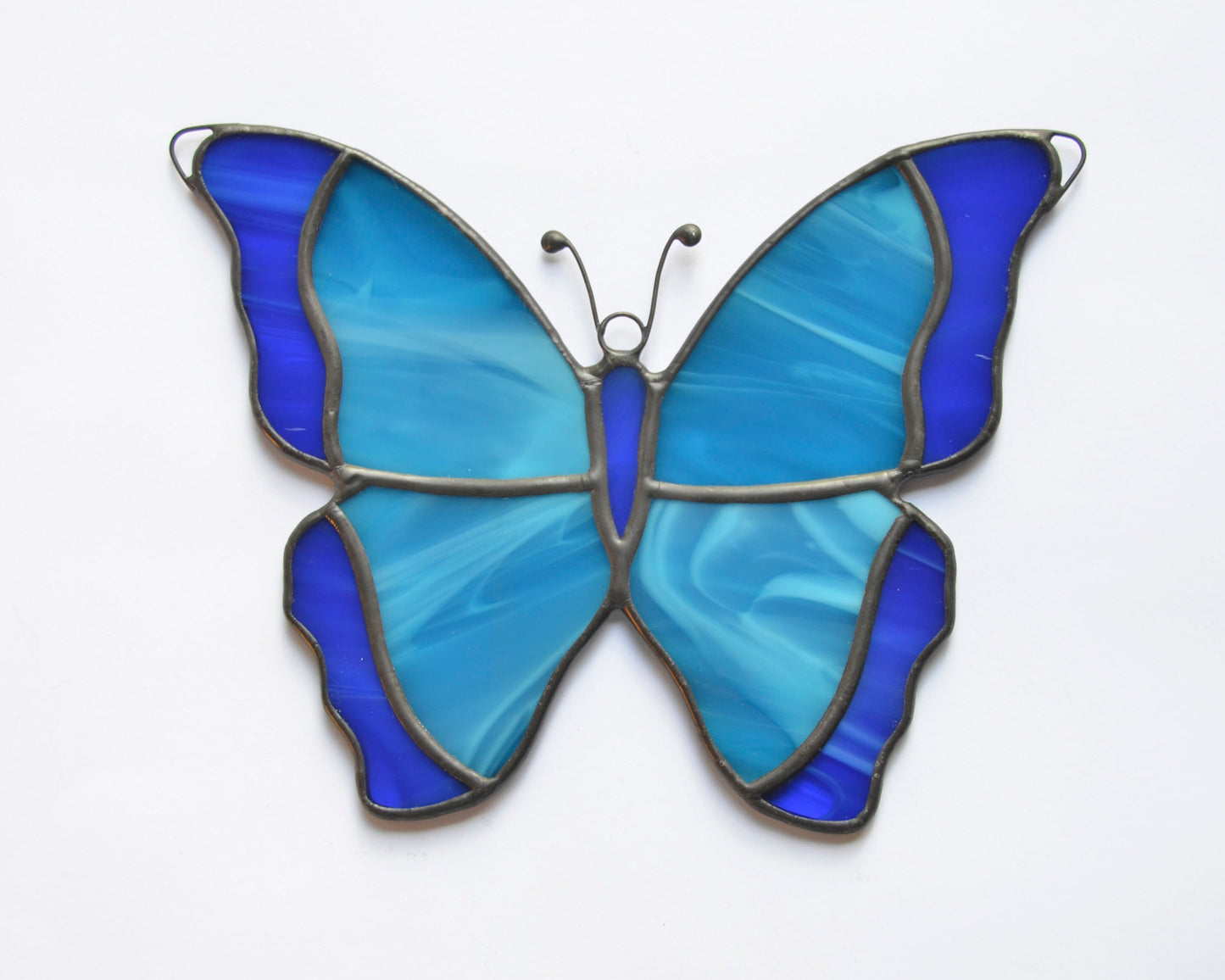 Handmade Morpho Butterfly Stained Glass Suncatcher – Window Hanging Decoration