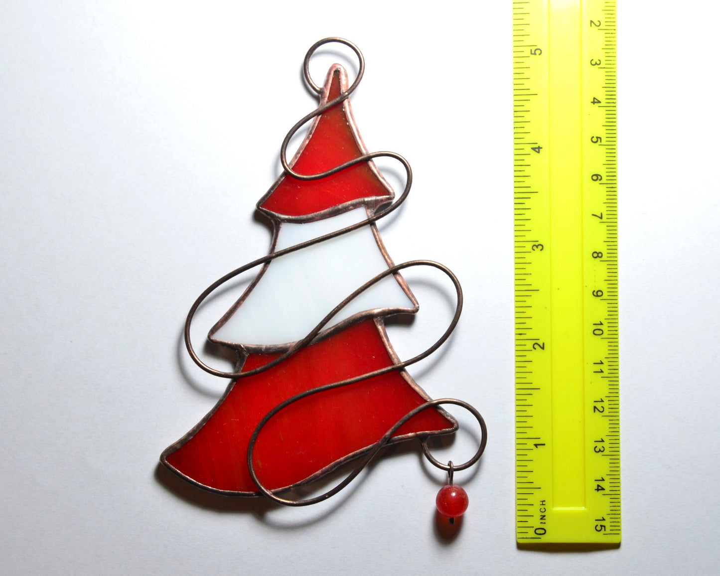 Stain glass Christmas tree ornament, holiday suncatcher, window hangings