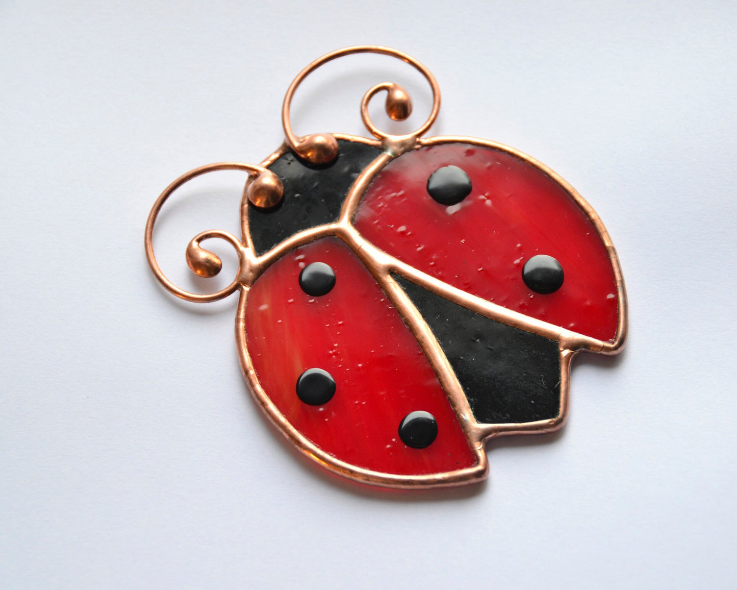 Stained Glass Ladybug Suncatcher – Window Hanging Ornament and Gift