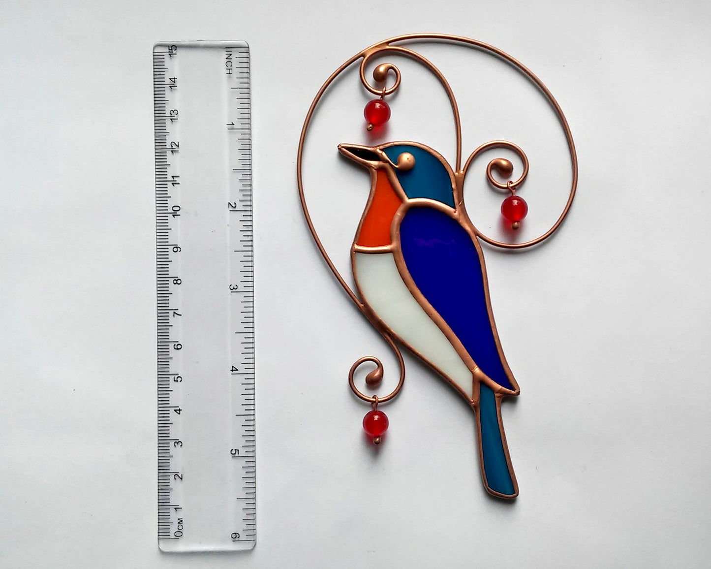 Bluebird Stained Glass Suncatcher: Bird Lover Gift Window Hanging