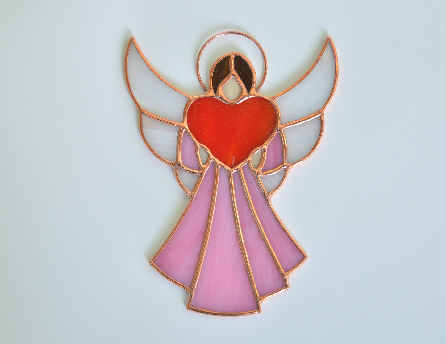 Stained Glass Angel Suncatcher – Memorial Window Hanging – Sympathy Gift