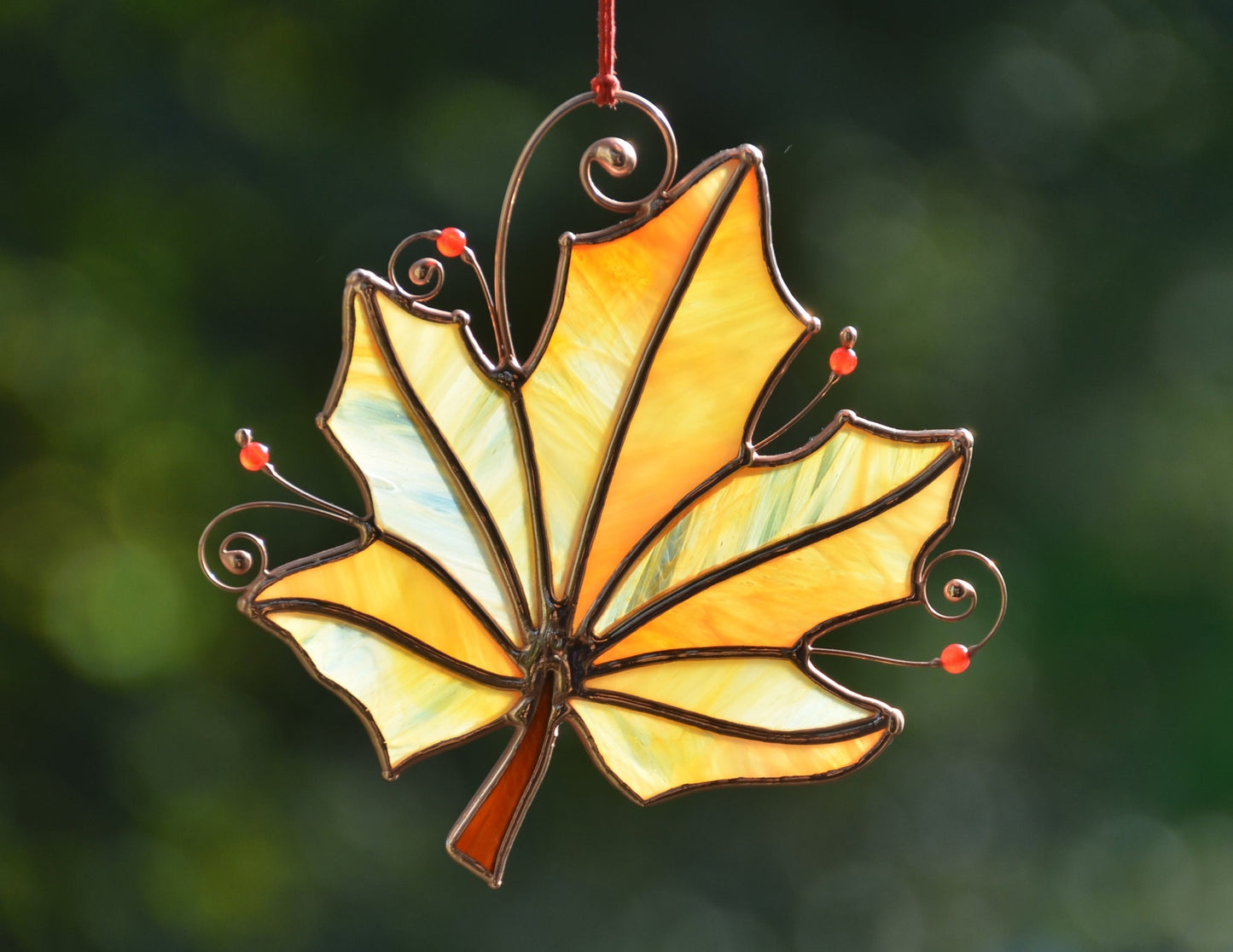 Stained glass leaf decor, window hangings, stain glass suncatcher