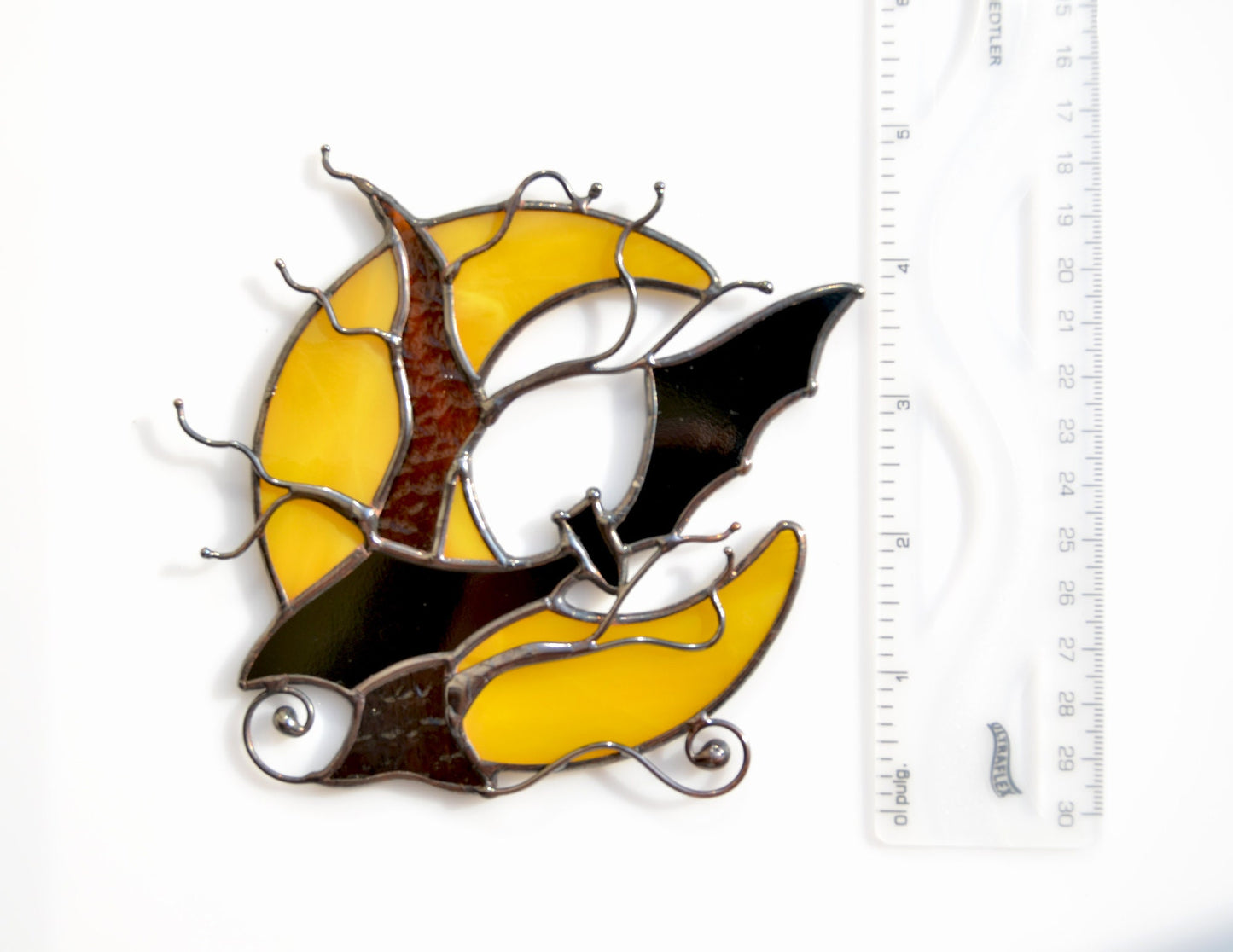 Stained glass Halloween suncatcher, spooky tree, bat suncatcher, window hanging decor