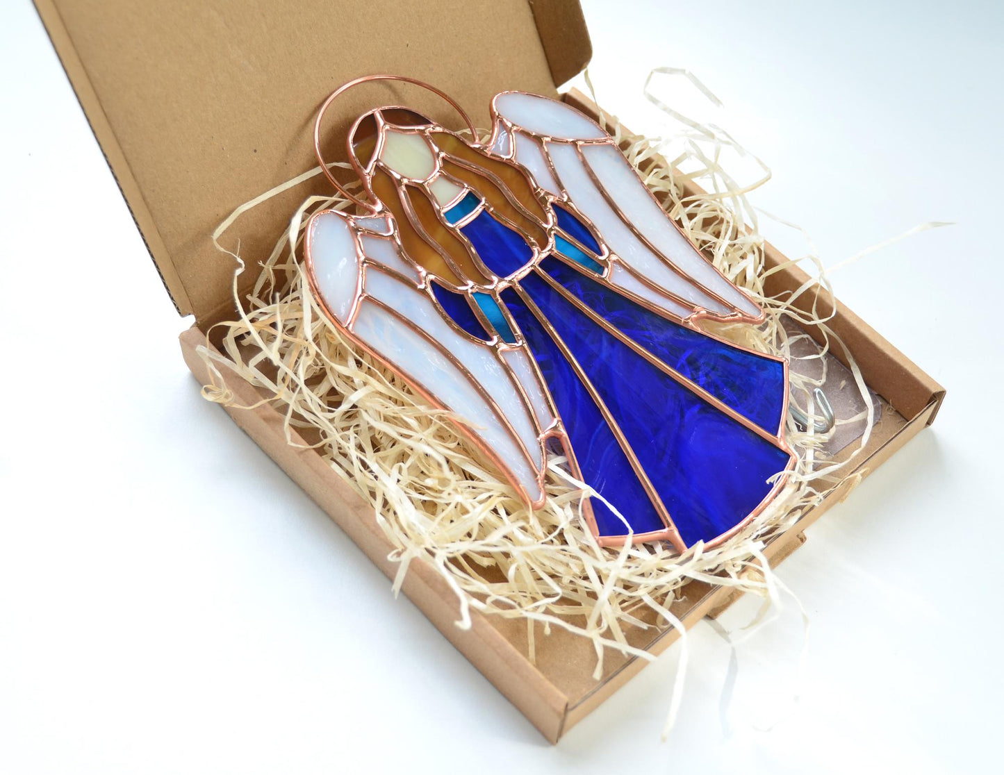 Christmas angel stained glass widow hanging suncatcher, angel gift, angel ornaments