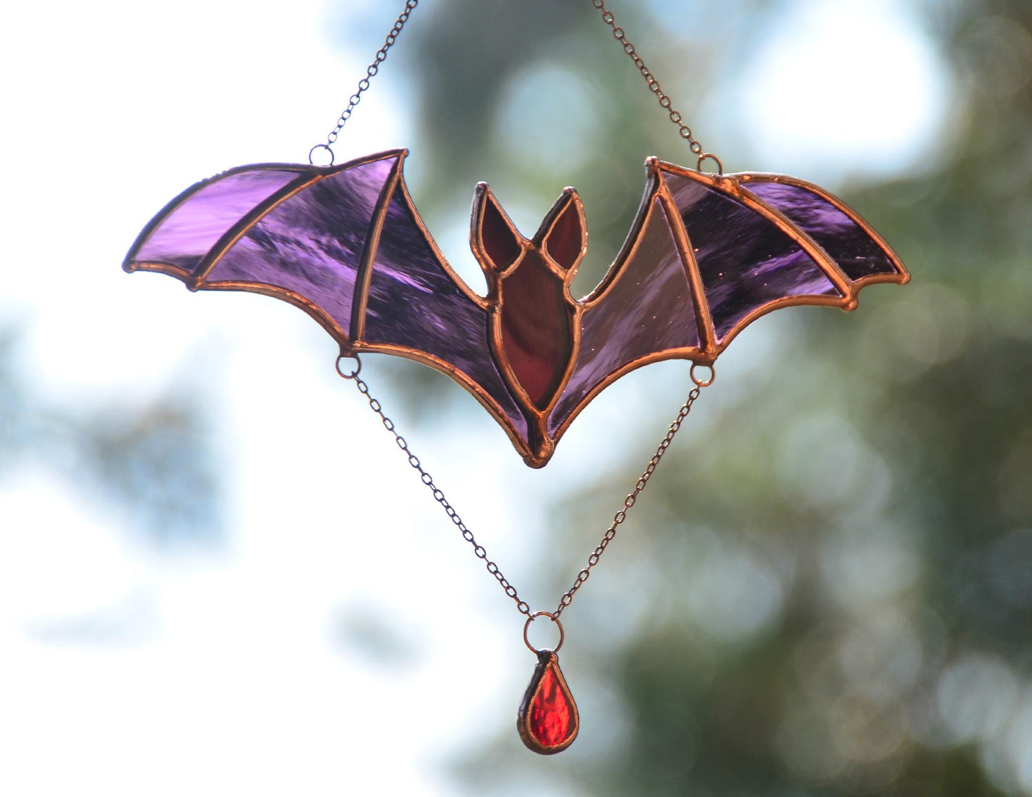 Stained Glass Halloween Bat Suncatcher – Spooky Window Hanging Decor