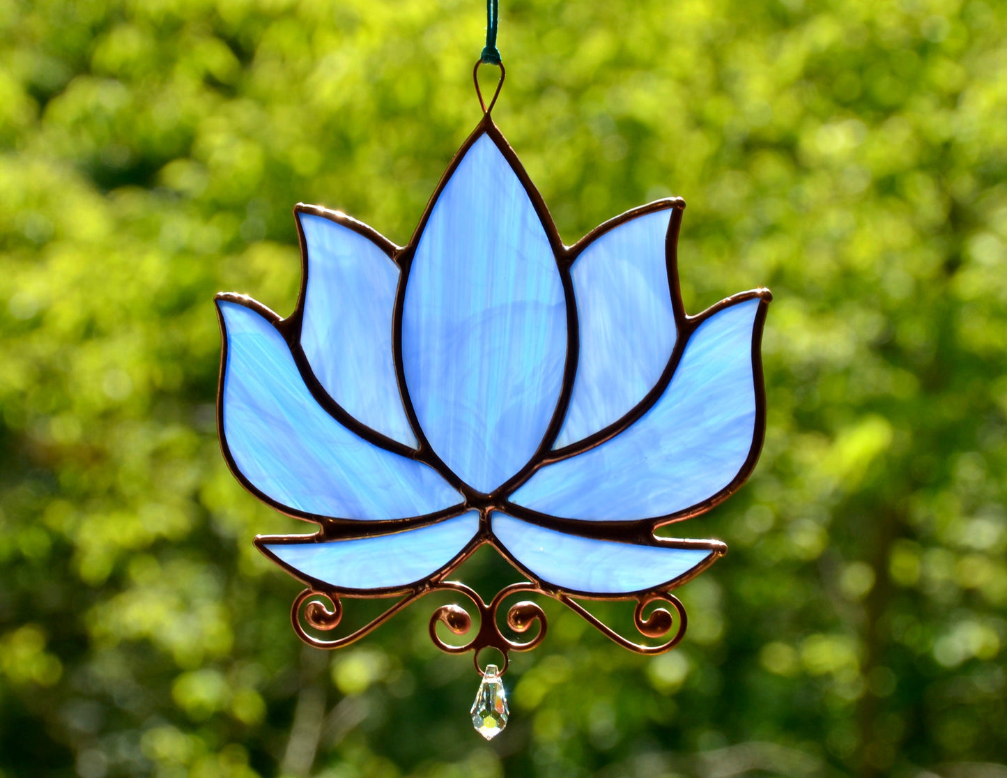 Stained glass lotus window hangings crystal suncatcher: yoga lover gift