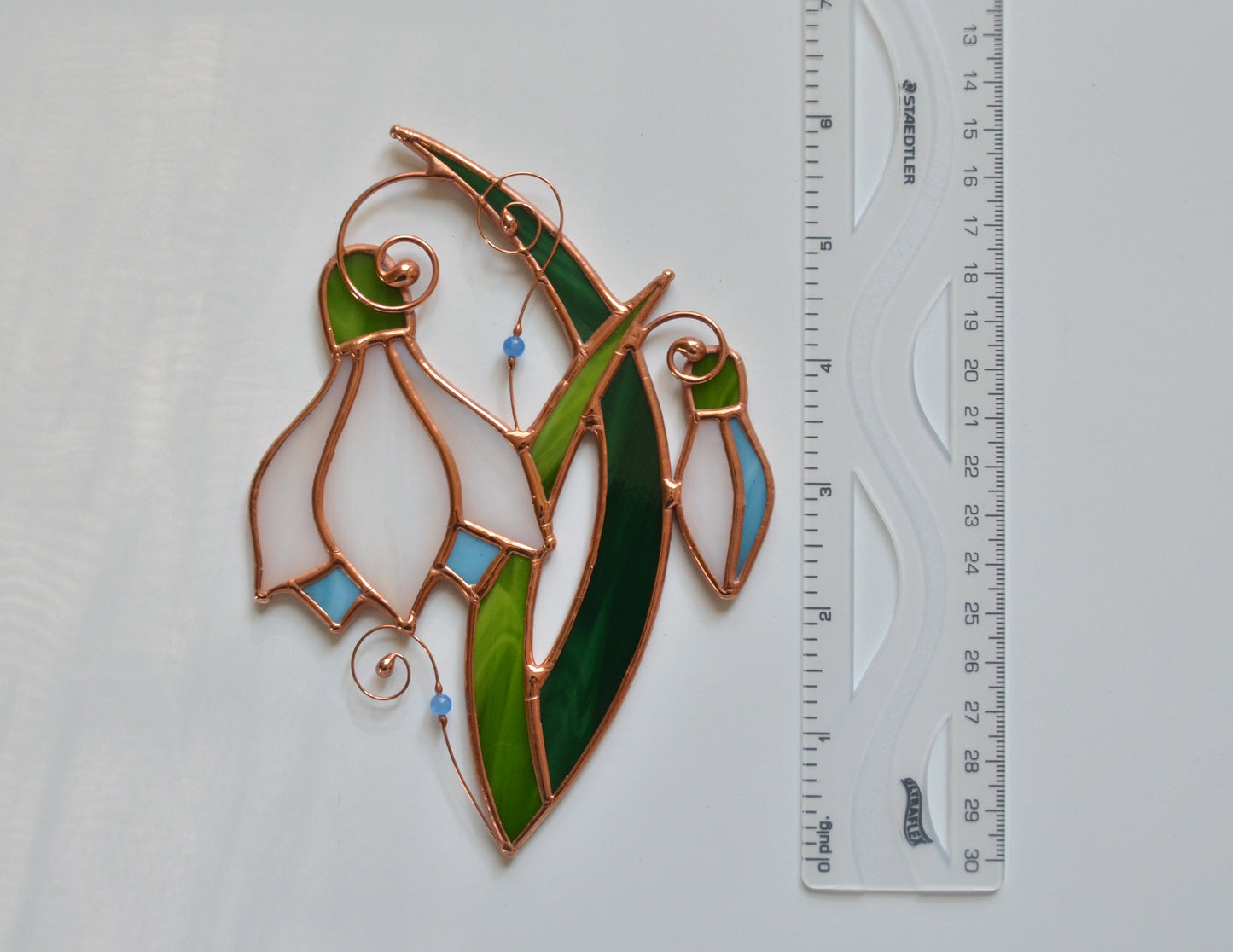 Stained Glass Snowdrop Suncatcher: Spring Flower Window Hanging