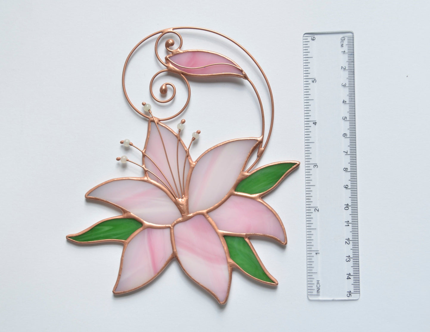 Stained glass flower, lily hanging suncatcher for window, glass art