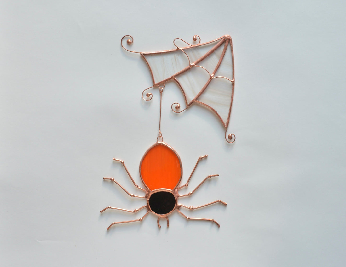 Stained glass Halloween suncatcher, window hanging spider ornament