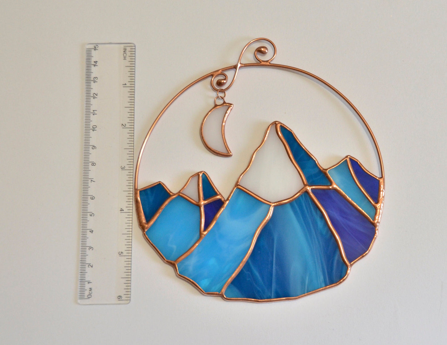 Stained glass mountains window hangings, unique mountain lover gift, nature home decor suncatcher