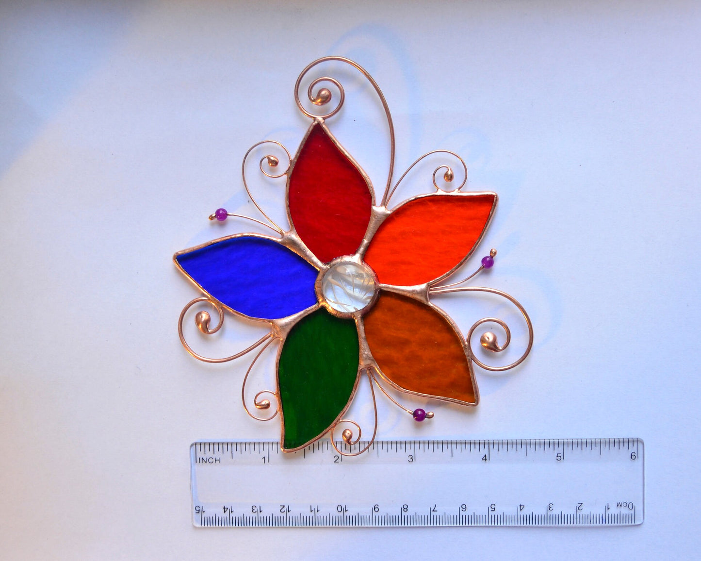Stained glass window hangings ornament, flower suncatcher, flower gift