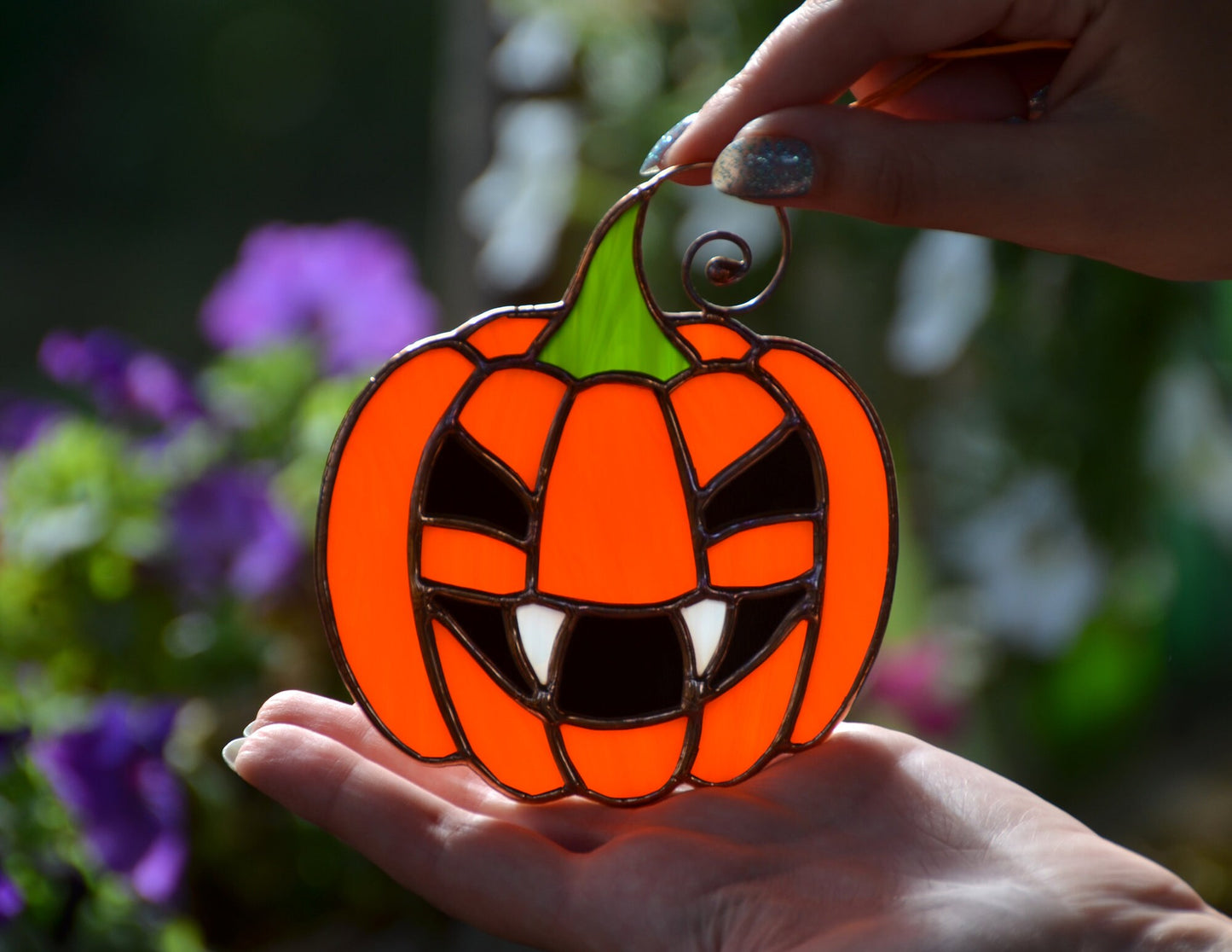 Stained glass Halloween suncatcher, window hangings horror ornament
