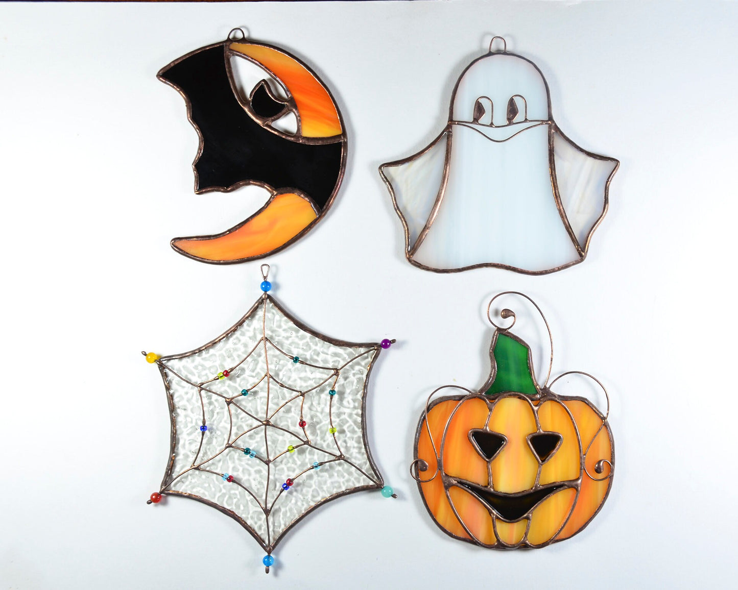 Stained glass Halloween window hanging, fall decor, stain glass pumpkin sun catcher