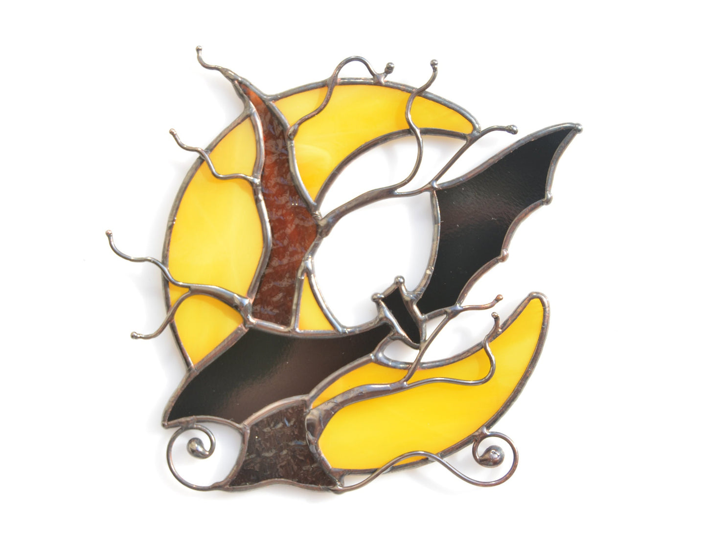 Stained glass Halloween suncatcher, spooky tree, bat suncatcher, window hanging decor