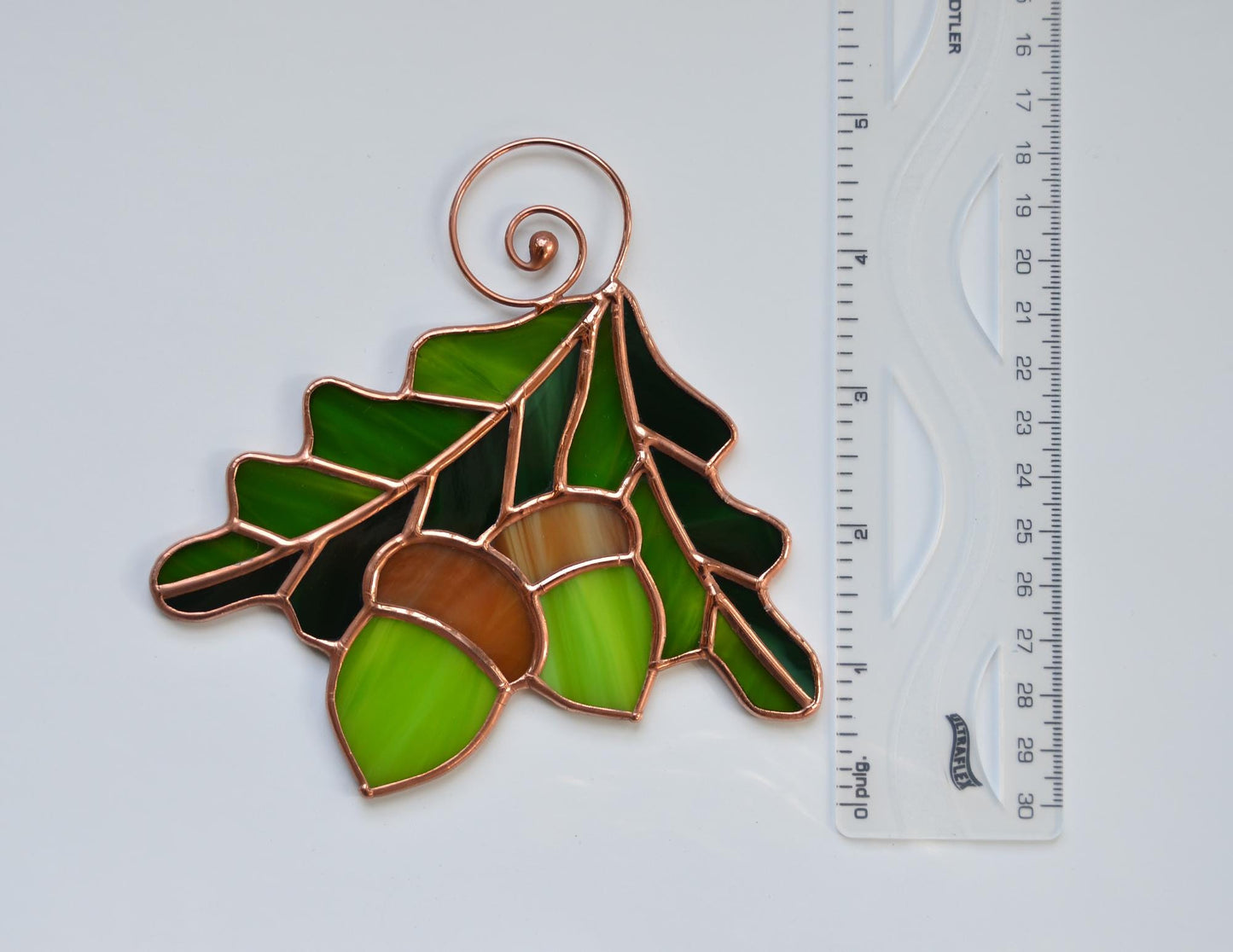 Autumn Stained Glass Suncatcher – Acorn and Leaf Window Hanging Ornament