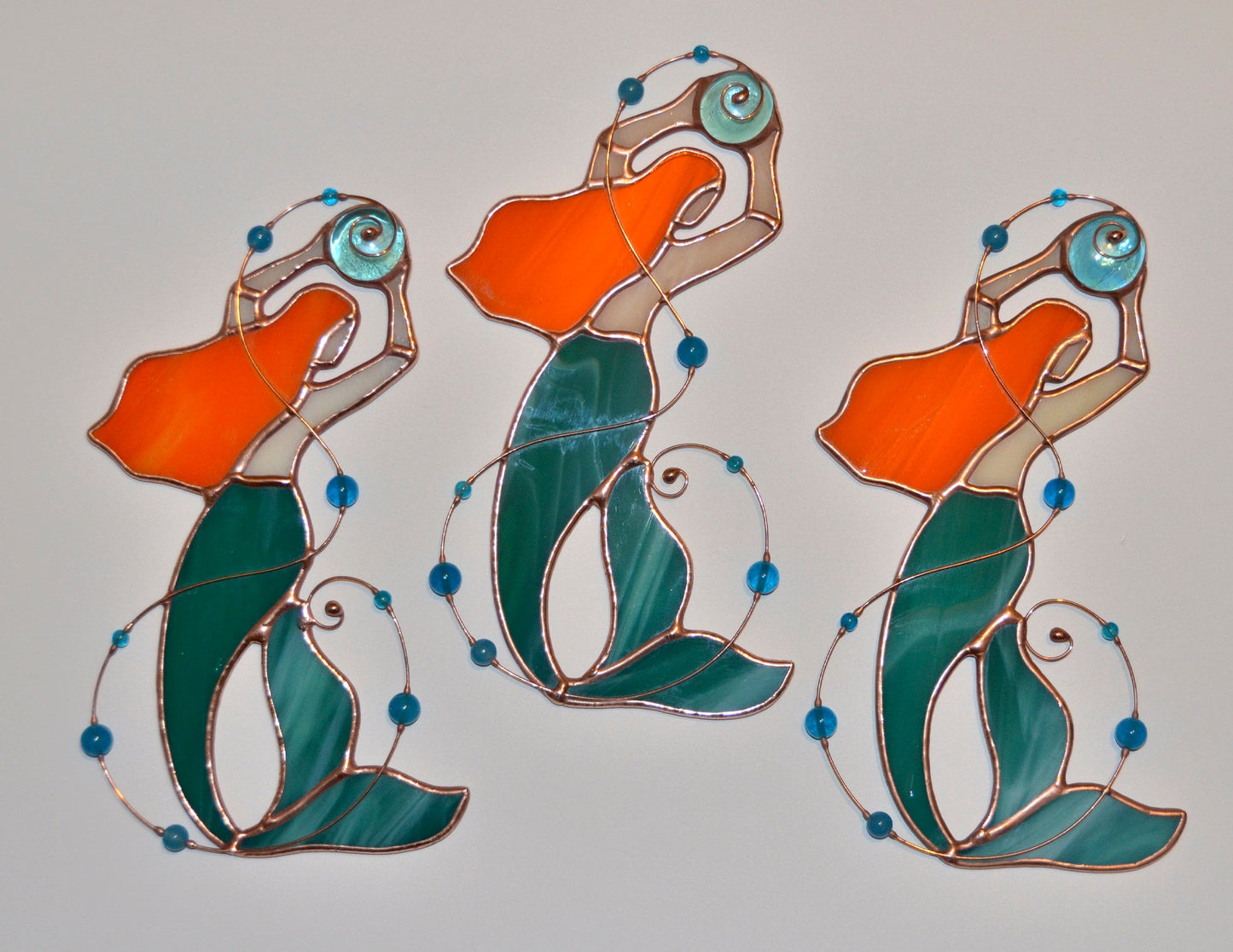 Stained glass mermaid suncatcher, mermaid gift idea, window hangings, sea lover gift, beach decor, Tiffany glass art