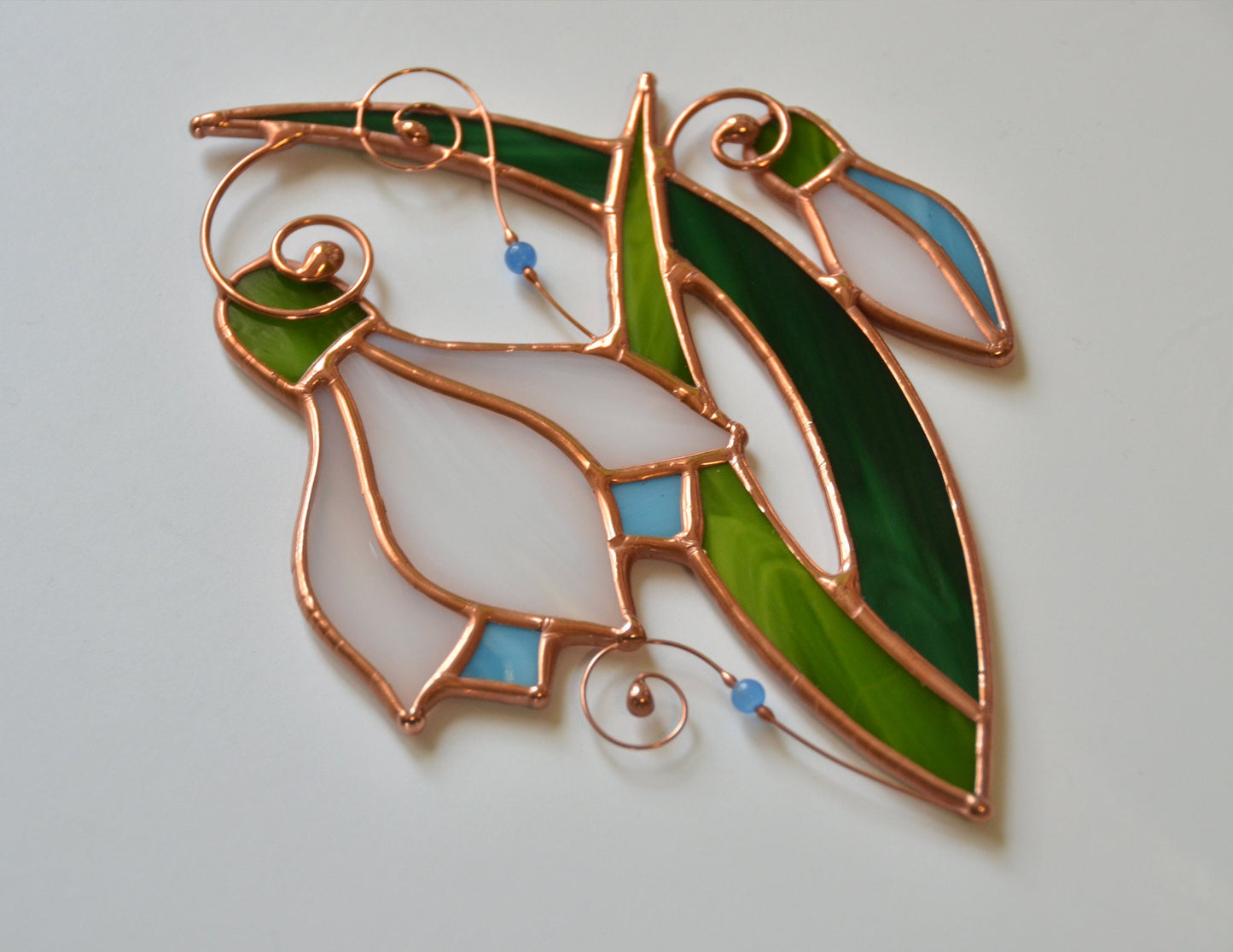 Stained Glass Snowdrop Suncatcher: Spring Flower Window Hanging