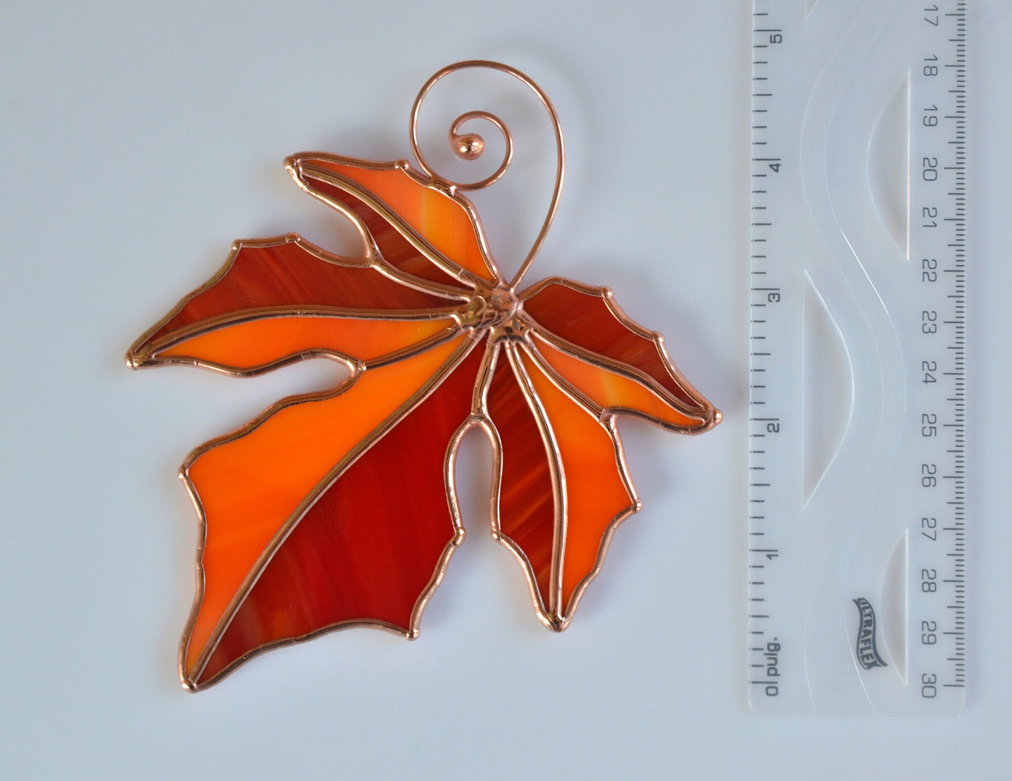 Stain glass autumn leaf suncatcher, fall window decor, Halloween window hangings suncatcher