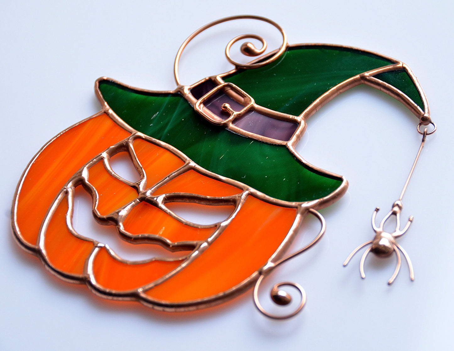 Stained glass Halloween falldecor, stained glass pumpkin suncatcher, window hangings