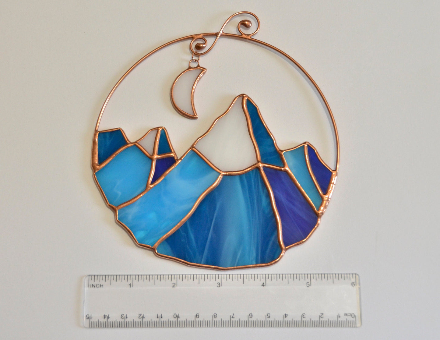 Stained glass mountains window hangings, unique mountain lover gift, nature home decor suncatcher