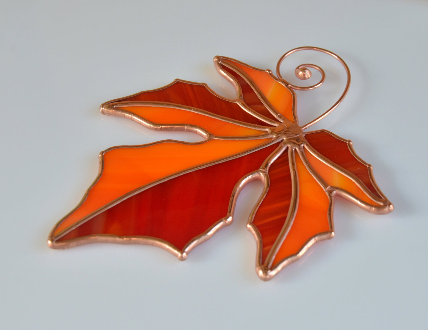 Stain glass autumn leaf suncatcher, fall window decor, Halloween window hangings suncatcher
