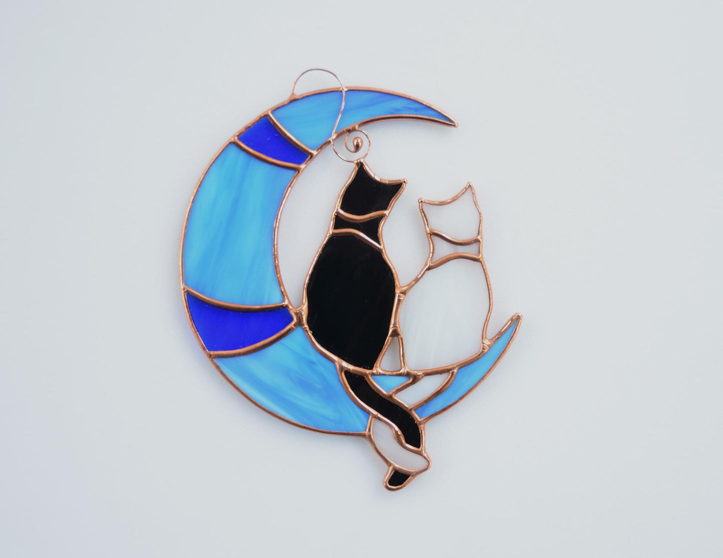 Stained glass black&white cats window hangings, memorial gift, pet lost gift, custom colors