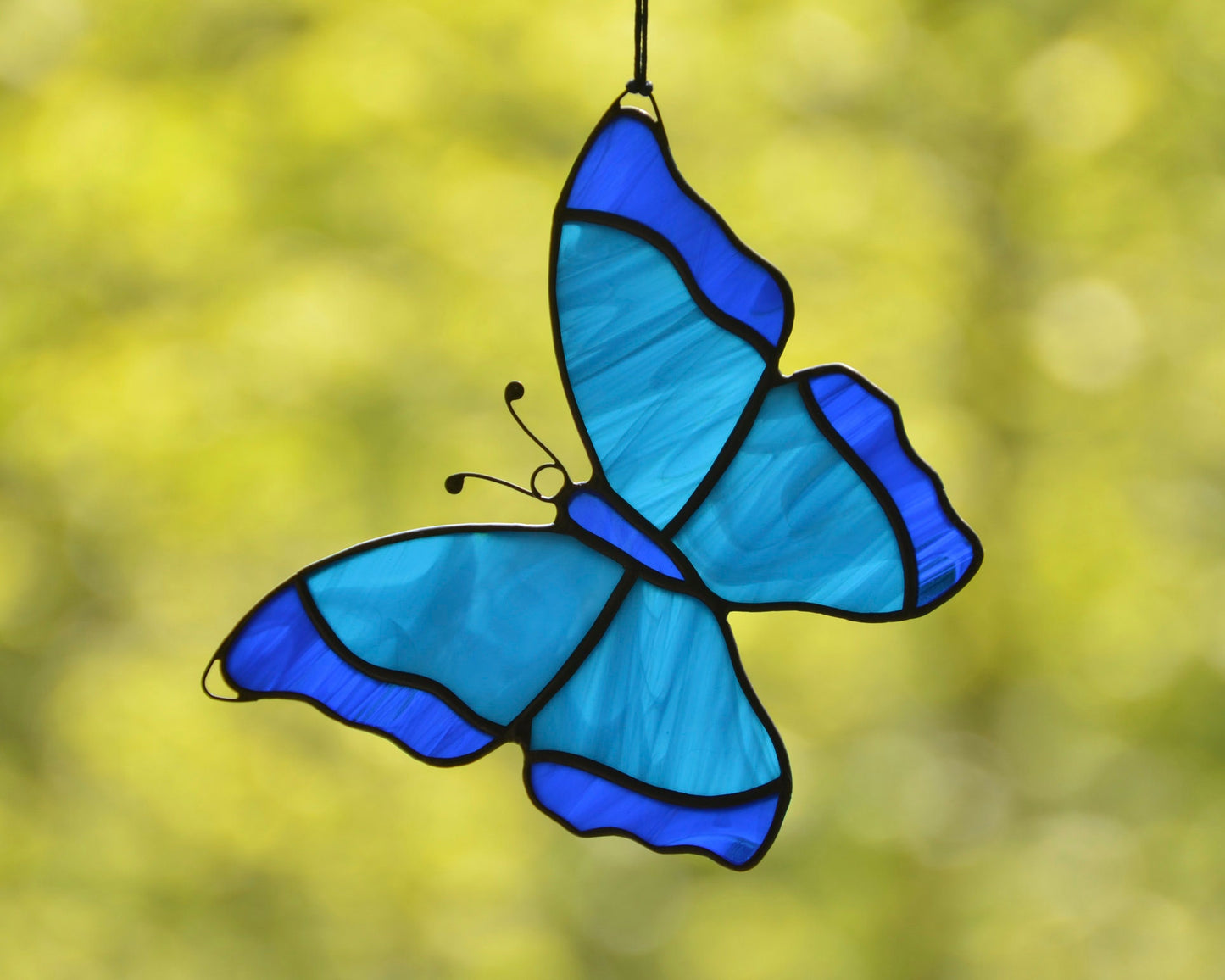 Handmade Morpho Butterfly Stained Glass Suncatcher – Window Hanging Decoration