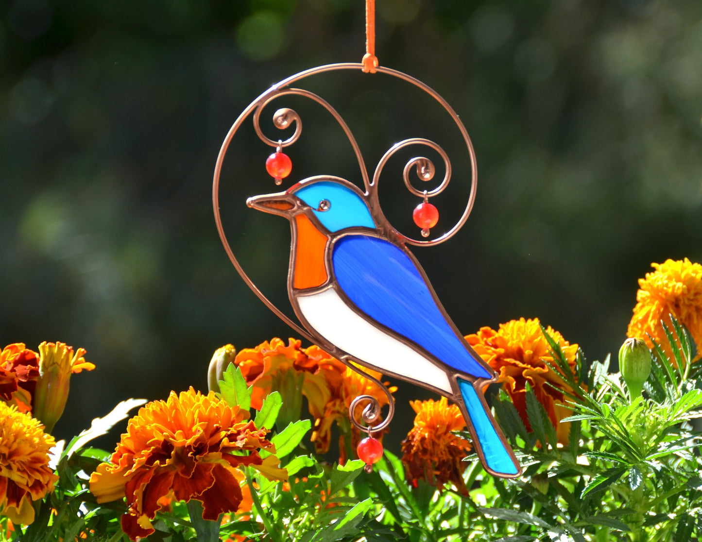 Bluebird Stained Glass Suncatcher: Bird Lover Gift Window Hanging
