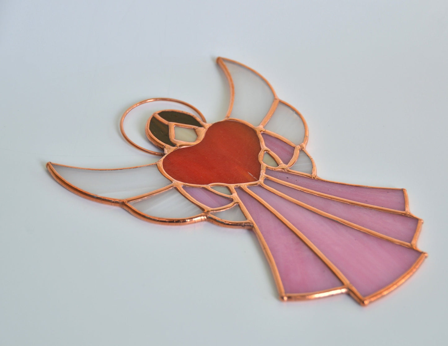 Stained Glass Angel Suncatcher – Memorial Window Hanging – Sympathy Gift