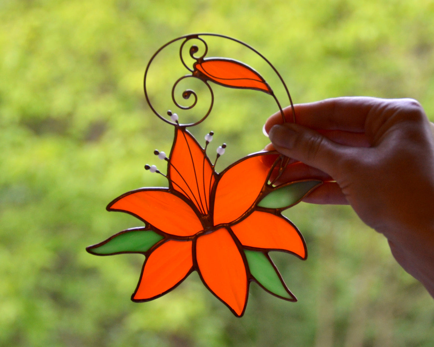 Lily Stained Glass Suncatcher, Flower Window Hangings