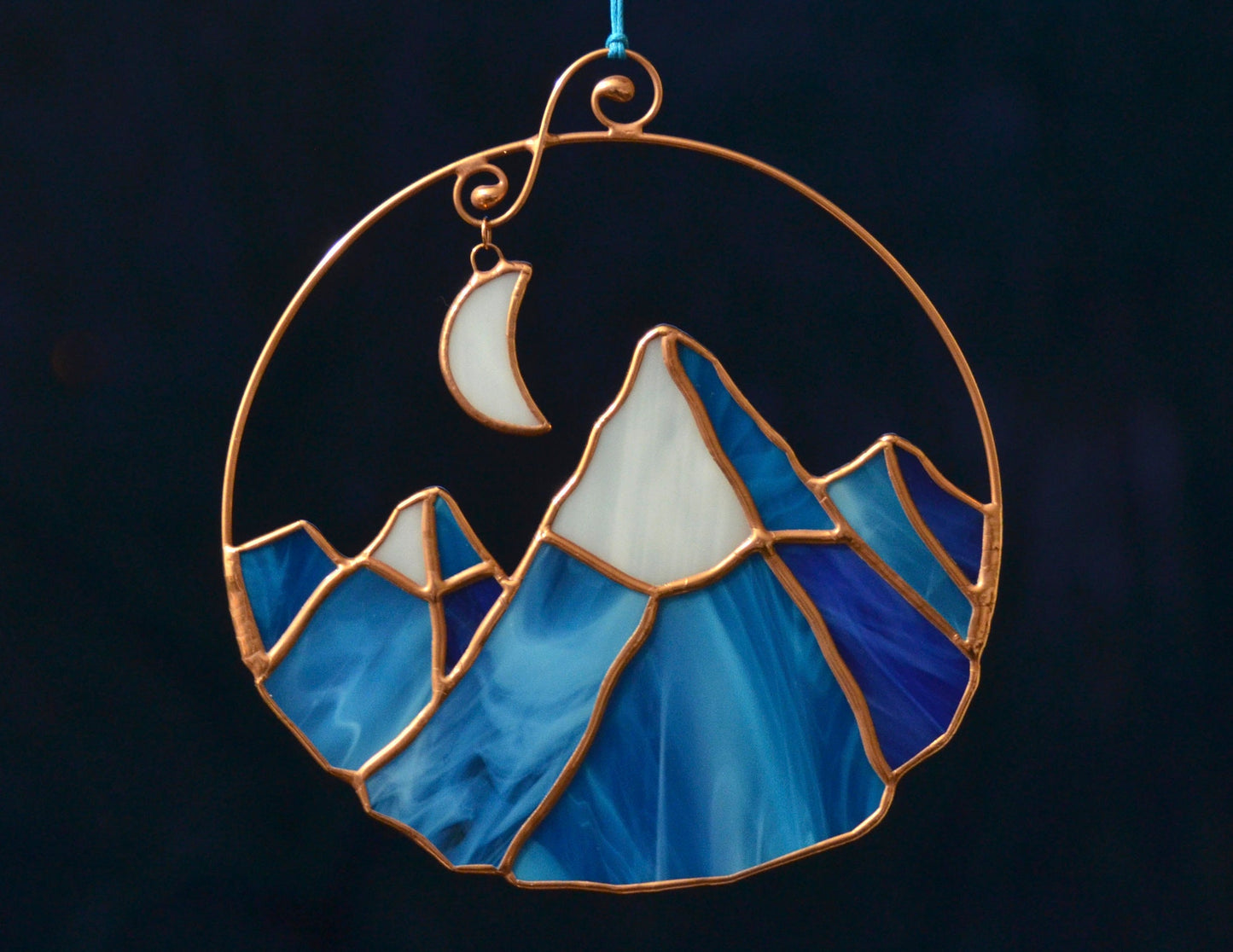 Stained glass mountains window hangings, unique mountain lover gift, nature home decor suncatcher