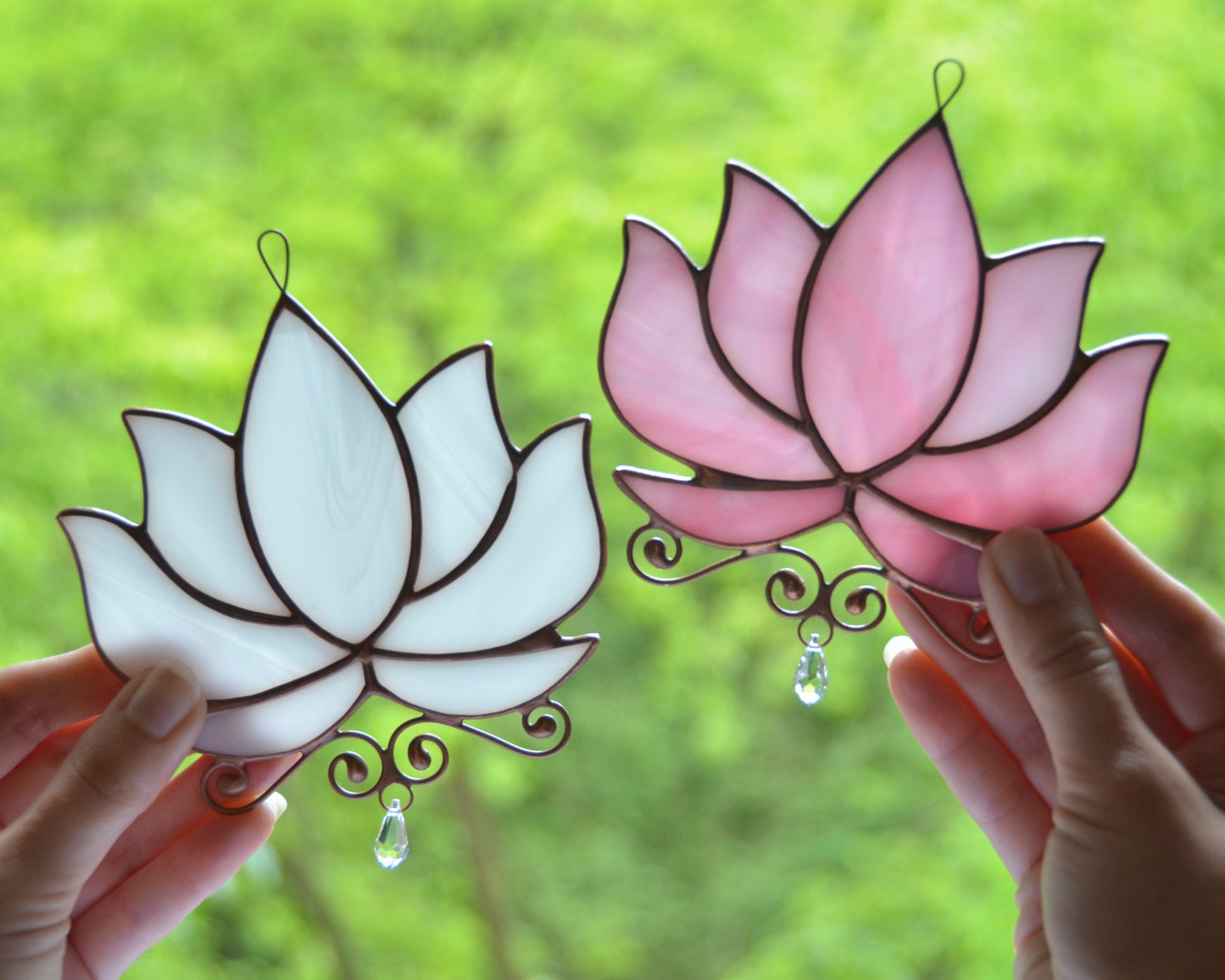 Stained Glass Lotus Suncatcher: Crystal Window Hanging, Yoga Gift
