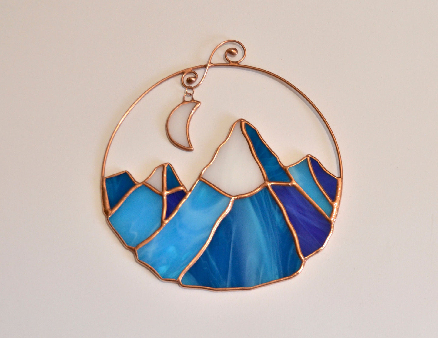 Stained glass mountains window hangings, unique mountain lover gift, nature home decor suncatcher