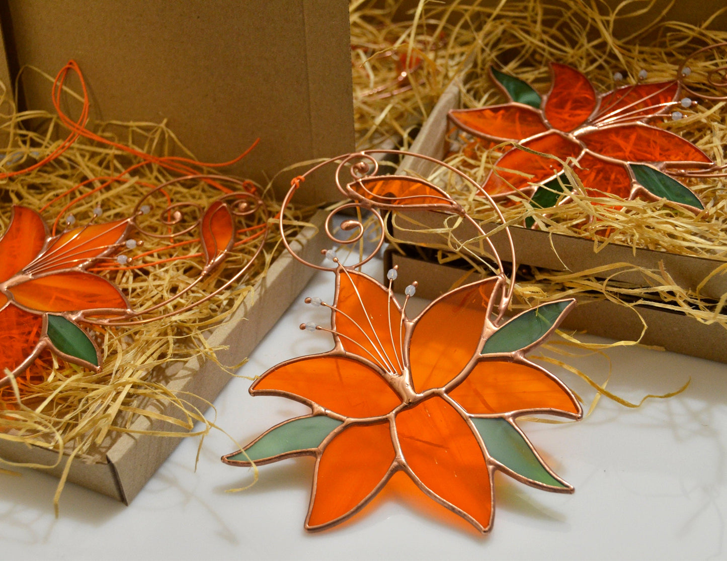 Lily Stained Glass Suncatcher, Flower Window Hangings