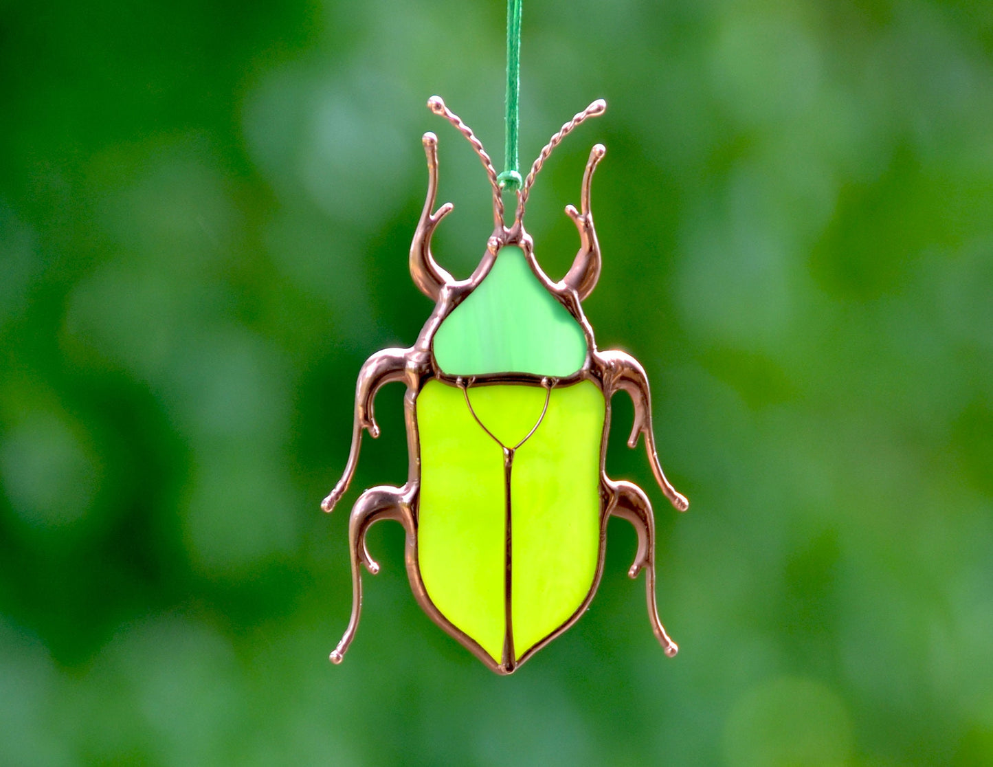 Stained glass beetle, bug suncatcher, glass home decor, window hangings decor, garden decoration, Tiffany glass art