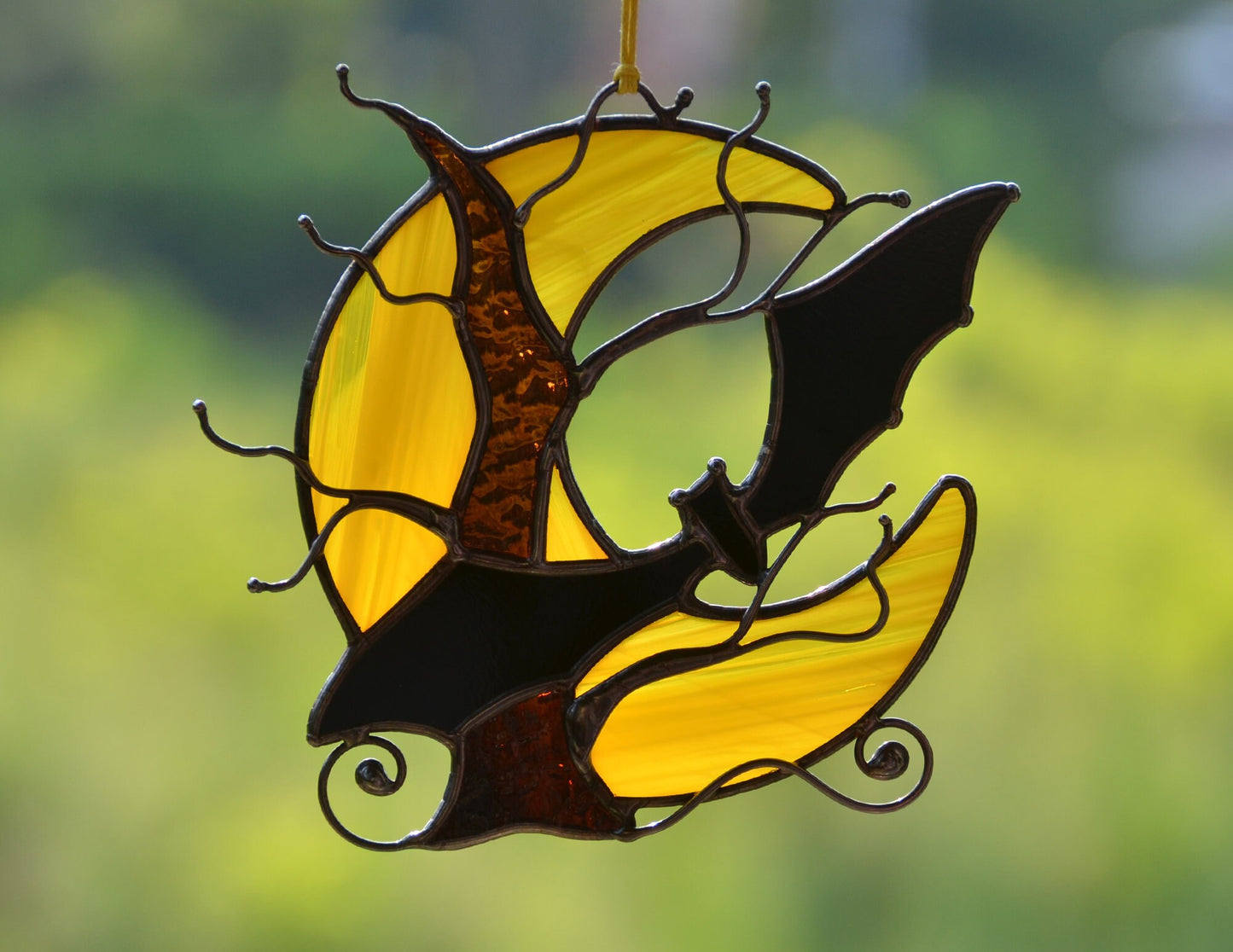 Stained glass Halloween suncatcher, spooky tree, bat suncatcher, window hanging decor