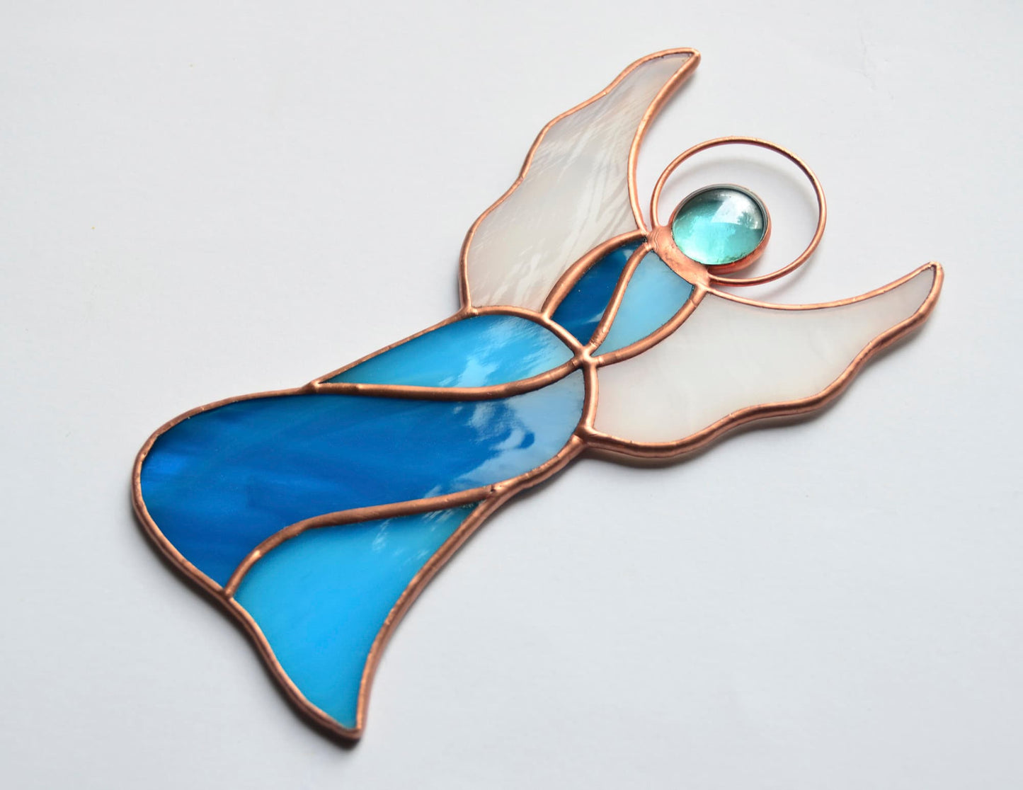 Stained glass angel ornament, memorial gift, window hangings, guardian angel