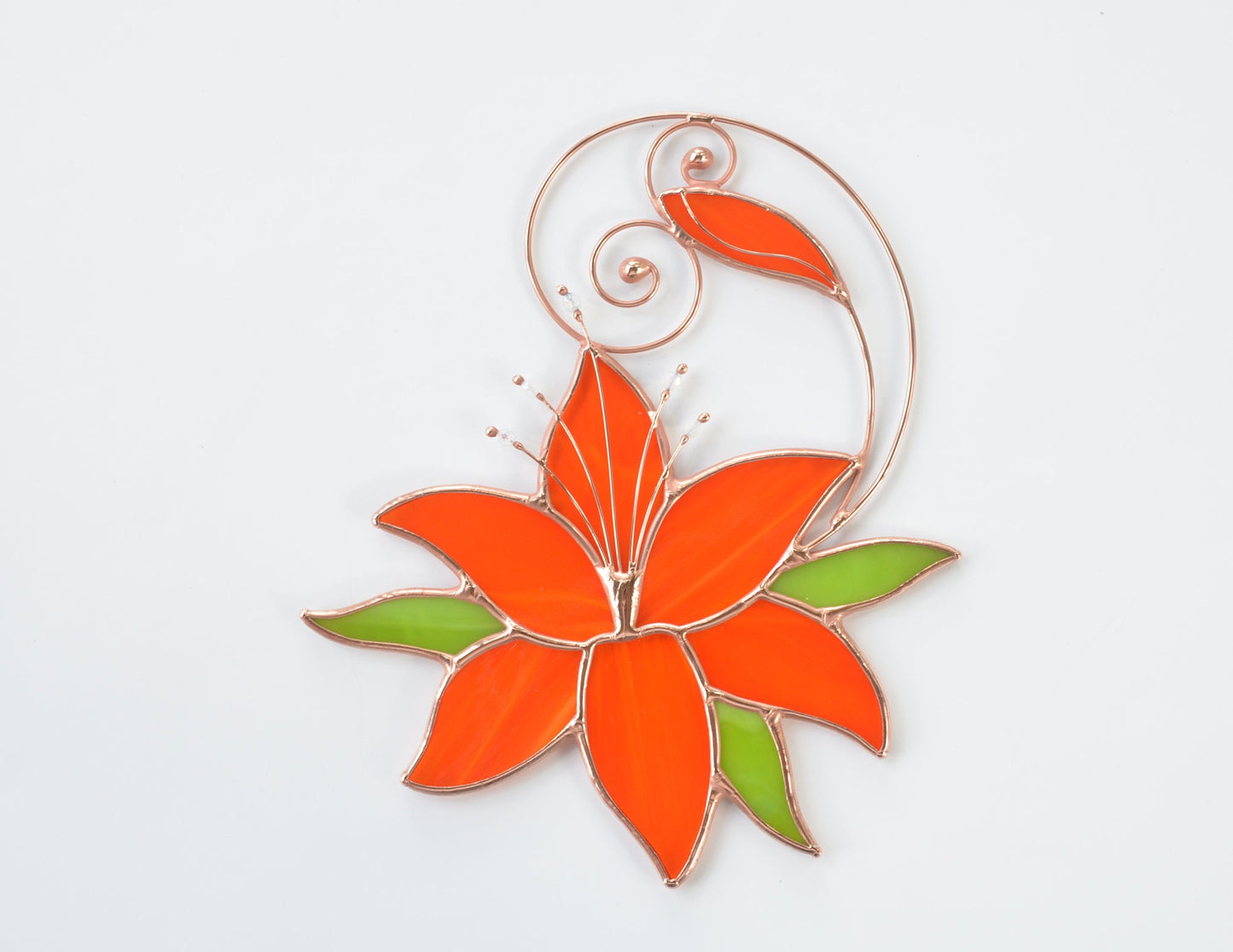 Blue Lily Stained Glass Suncatcher – Handmade Tiffany Flower Window Hanging