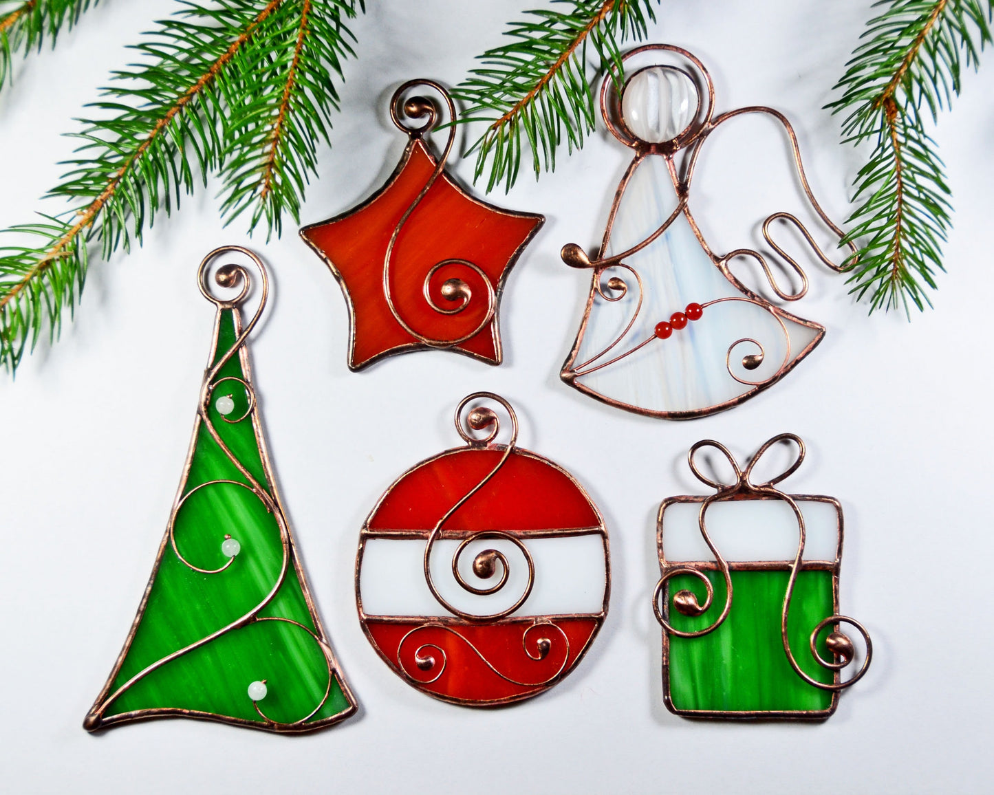 Stained glass Christmas ornaments, hanging suncatcher