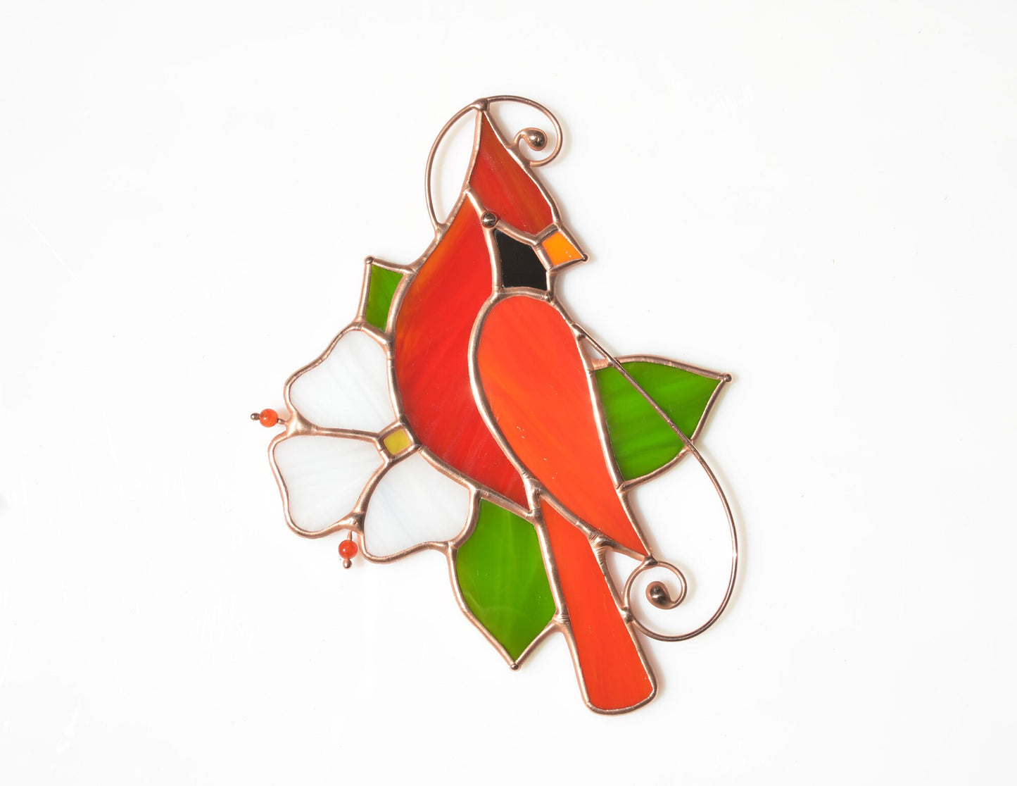 Stained glass cardinal, red cardinal window hangings, stained glass bird suncatchers, memorial gift