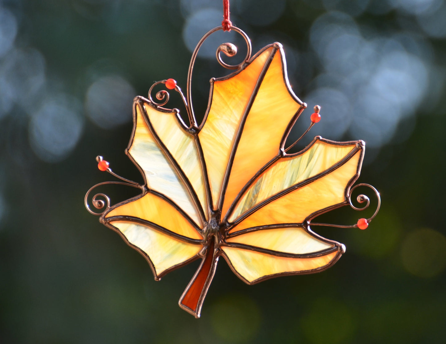 Stained glass leaf decor, window hangings, stain glass suncatcher