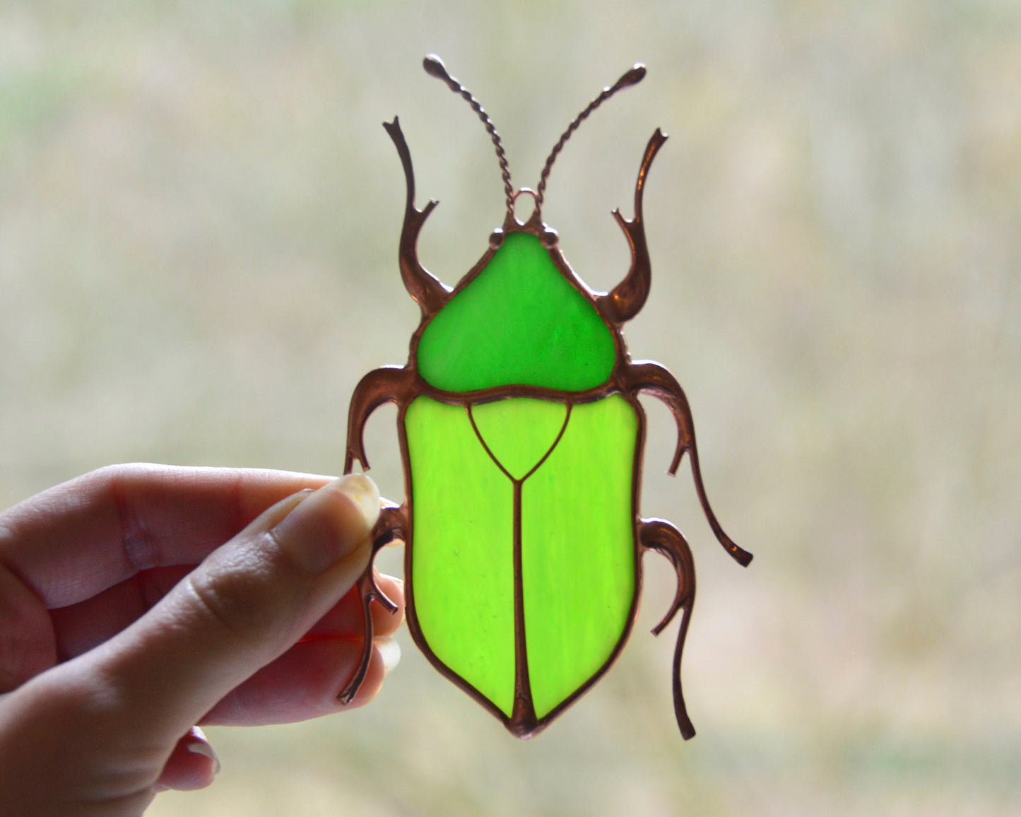 Stained glass beetle, bug suncatcher, glass home decor, window hangings decor, garden decoration, Tiffany glass art