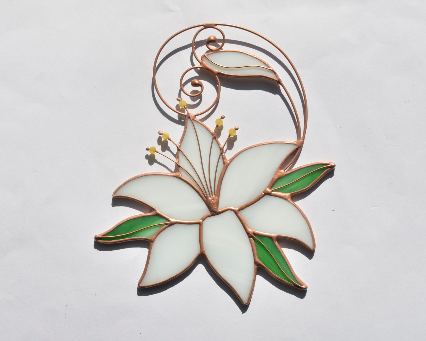 Blue Lily Stained Glass Suncatcher – Handmade Tiffany Flower Window Hanging