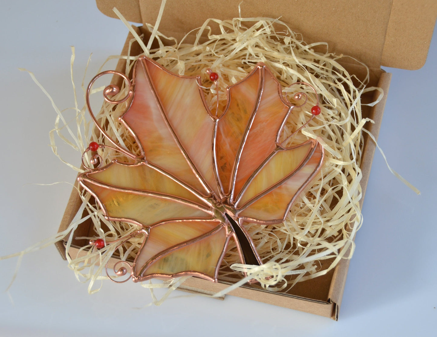 Stained glass leaf decor, window hangings, stain glass suncatcher