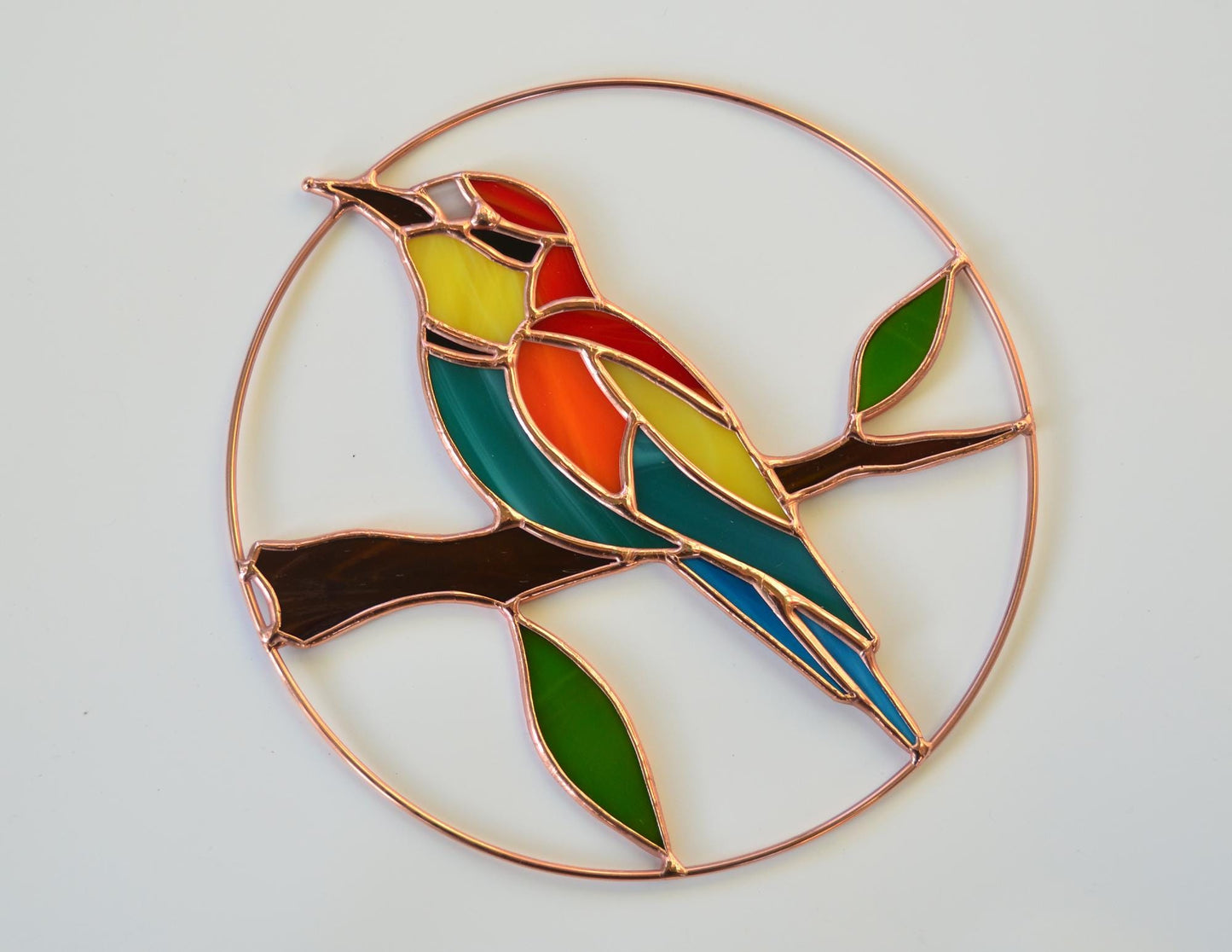 Stained Glass Bee-Eater Suncatcher: Colorful Bird Window Hanging