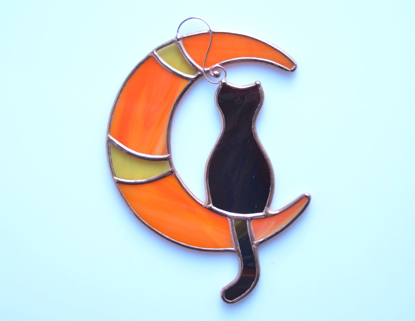 Stained glass window hangings, Halloween black cat suncatcher