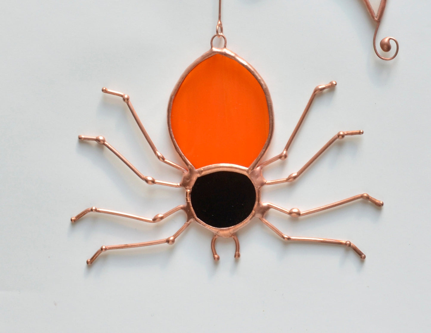Stained glass Halloween suncatcher, window hanging spider ornament