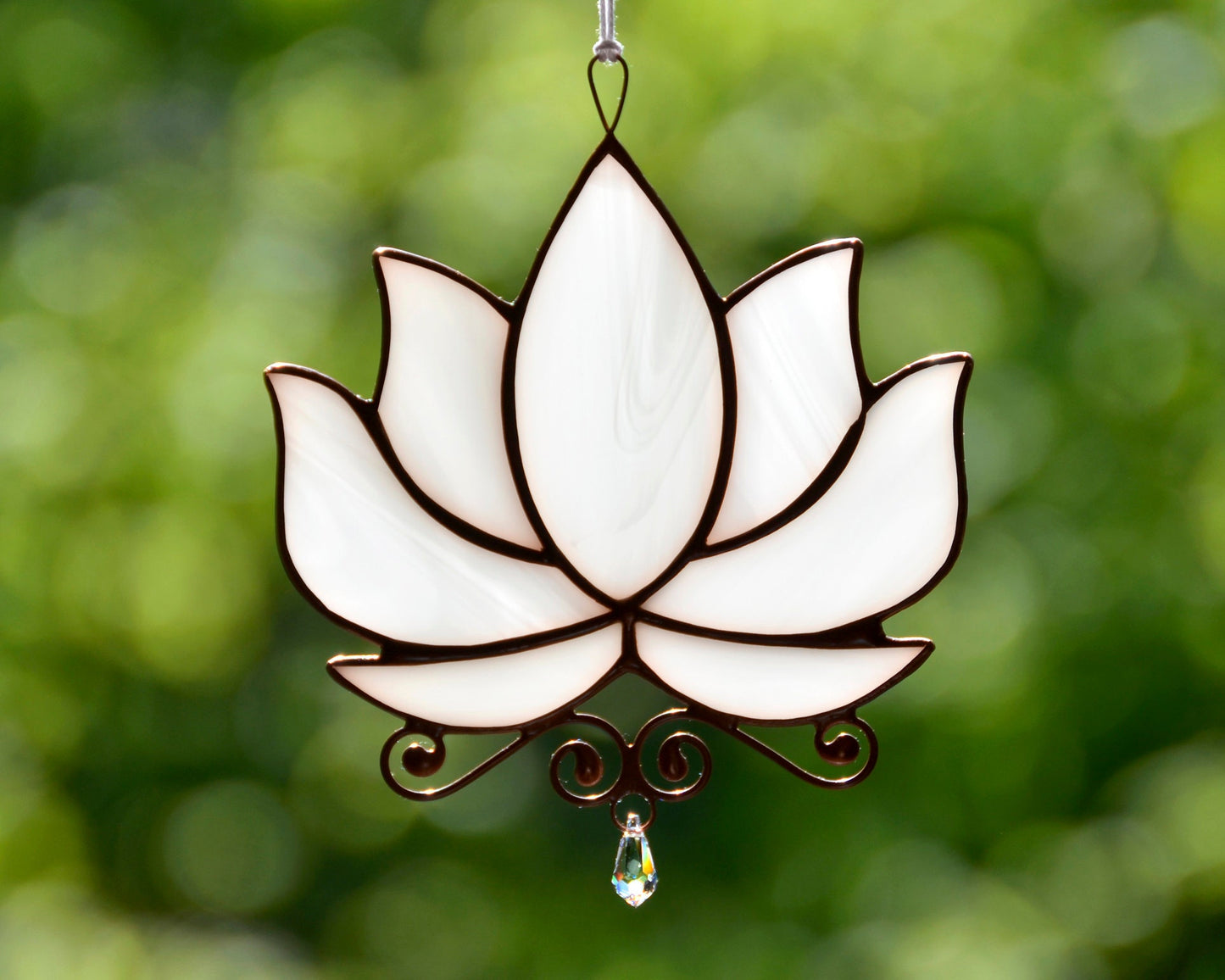 Stained Glass Lotus Suncatcher: Crystal Window Hanging, Yoga Gift