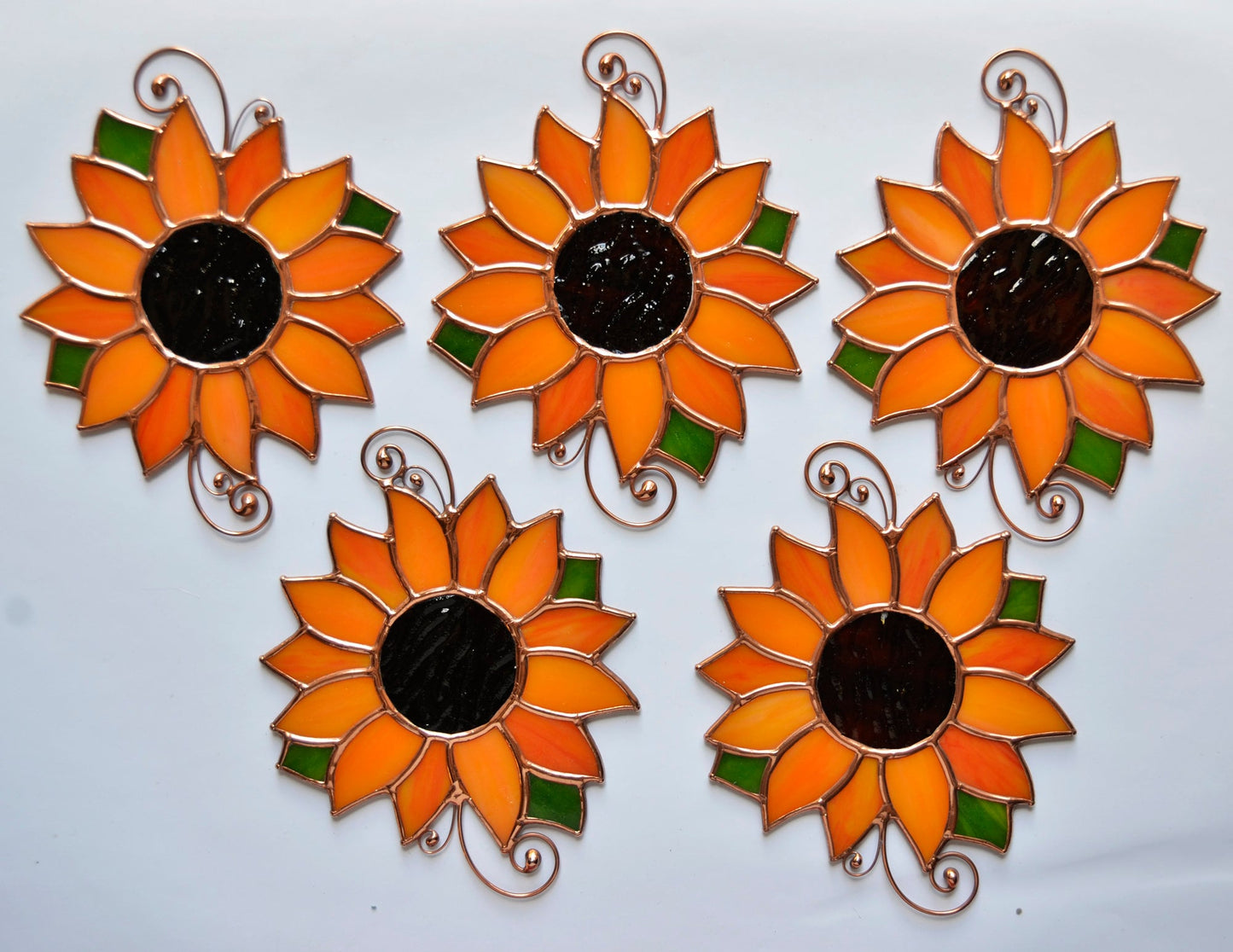 Stained glass ornament, sunflower window hangings, handmade flower gift suncatcher