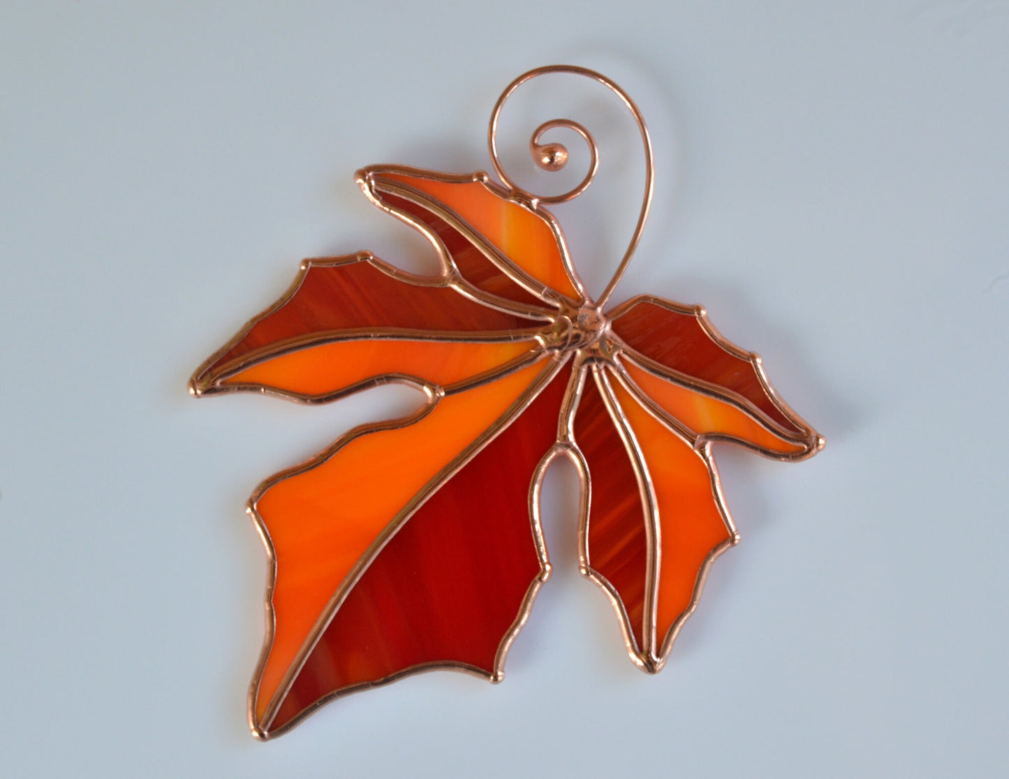 Stain glass autumn leaf suncatcher, fall window decor, Halloween window hangings suncatcher